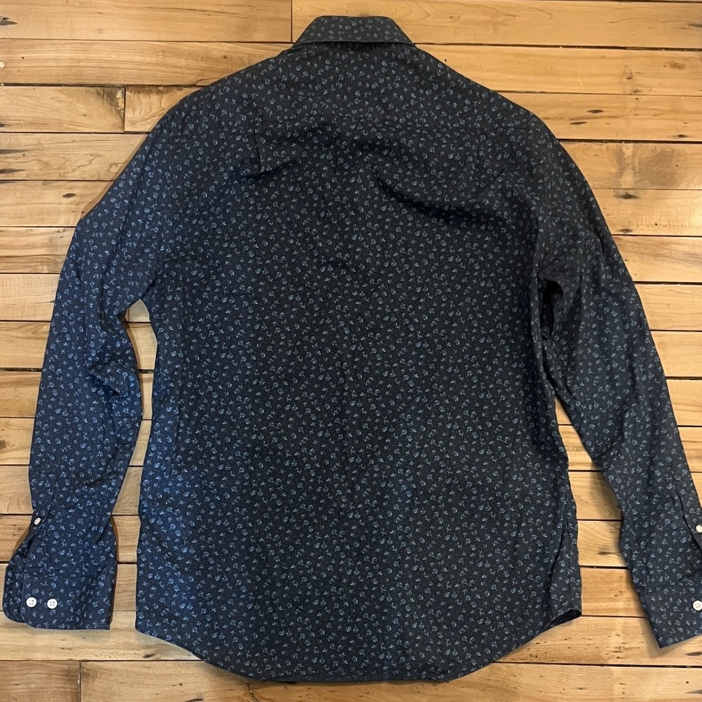 Pronto Uomo Dark Blue Floral Button Down Long Sleeve Dress Shirt - Picture 4 of 5